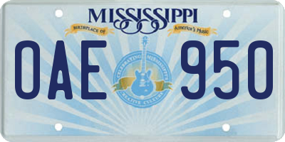 MS license plate OAE950
