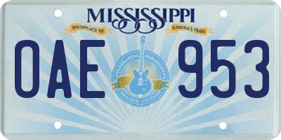 MS license plate OAE953