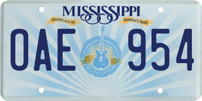 MS license plate OAE954