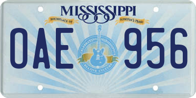 MS license plate OAE956