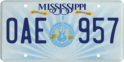 MS license plate OAE957
