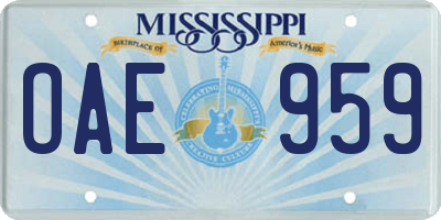MS license plate OAE959