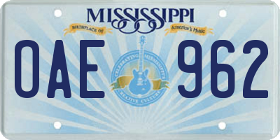 MS license plate OAE962