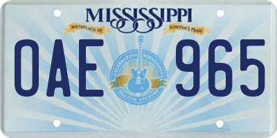 MS license plate OAE965