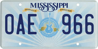 MS license plate OAE966
