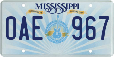 MS license plate OAE967