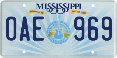 MS license plate OAE969