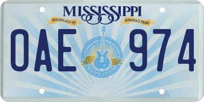 MS license plate OAE974