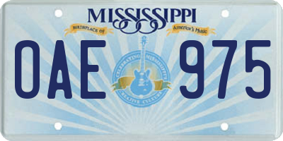 MS license plate OAE975