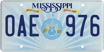 MS license plate OAE976