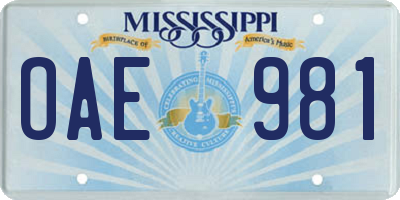 MS license plate OAE981