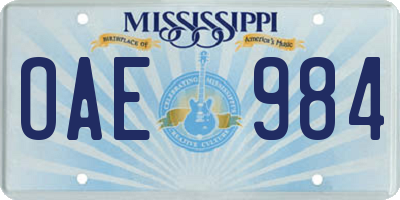 MS license plate OAE984
