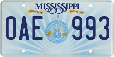 MS license plate OAE993