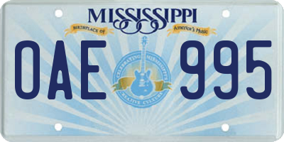MS license plate OAE995