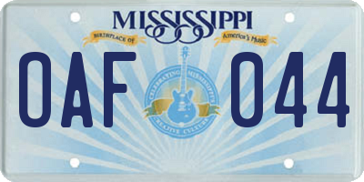 MS license plate OAF044