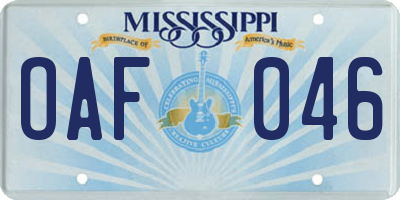 MS license plate OAF046