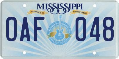 MS license plate OAF048