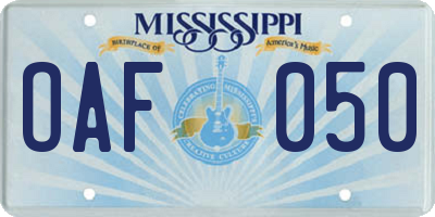 MS license plate OAF050