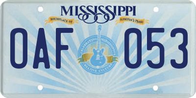 MS license plate OAF053