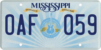 MS license plate OAF059