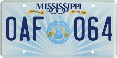 MS license plate OAF064