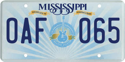 MS license plate OAF065