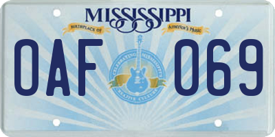 MS license plate OAF069