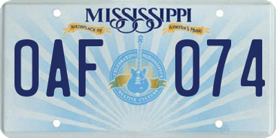 MS license plate OAF074