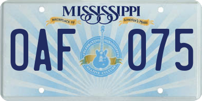 MS license plate OAF075