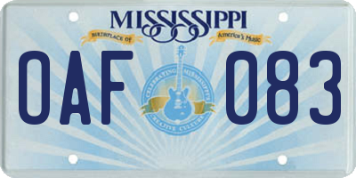 MS license plate OAF083