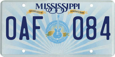 MS license plate OAF084