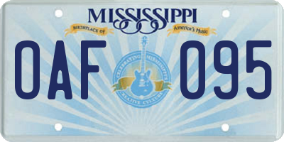 MS license plate OAF095
