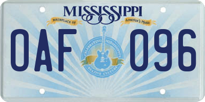 MS license plate OAF096