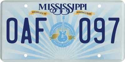MS license plate OAF097
