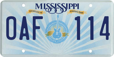 MS license plate OAF114