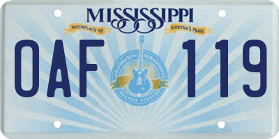 MS license plate OAF119