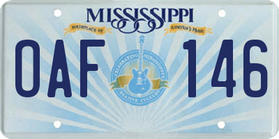 MS license plate OAF146