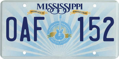 MS license plate OAF152