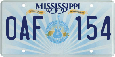MS license plate OAF154