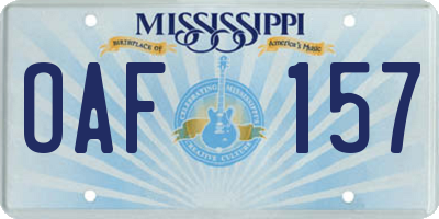 MS license plate OAF157