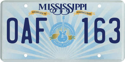 MS license plate OAF163