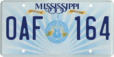 MS license plate OAF164