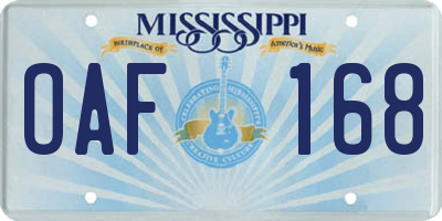 MS license plate OAF168