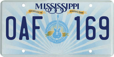 MS license plate OAF169