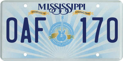 MS license plate OAF170