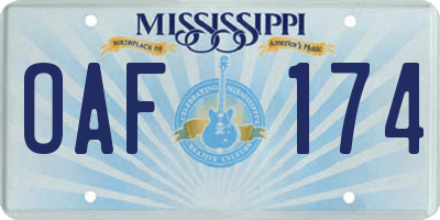 MS license plate OAF174