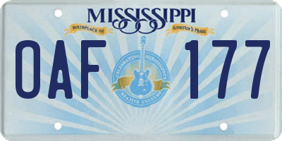 MS license plate OAF177