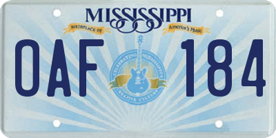MS license plate OAF184