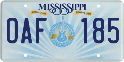 MS license plate OAF185
