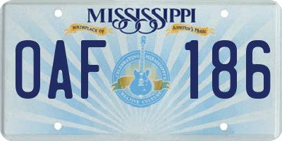 MS license plate OAF186